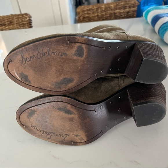 Sam Edelman Larkin Olive Suede Ankle Boots 7.5 - Picture 7 of 10